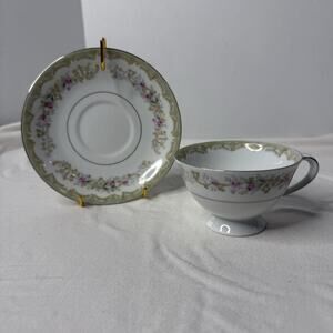 KENWOOD JAPAN FLOWERY TEA CUP & SAUCER & Stand Display